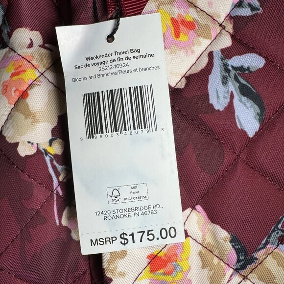 Vera Bradley Weekender Travel Bag in Blooms and Branches NWT - Picture 4 of 10